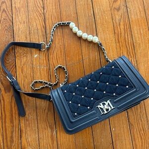 Badgley Mischka Navy Quilted Shoulder Bag